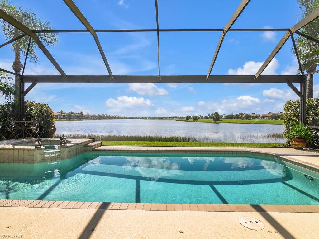 Long view up the Pond with Picture Frame, full view, lanai screen.