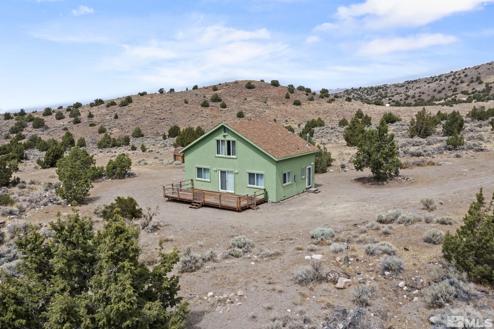 an aerial view of a house