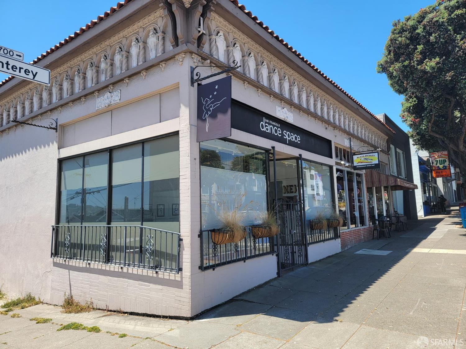 a front view of a building with glass door