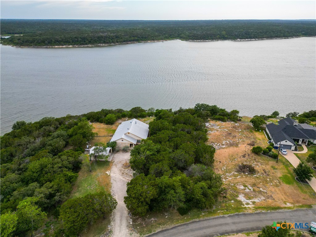 a view of a lake from a yard