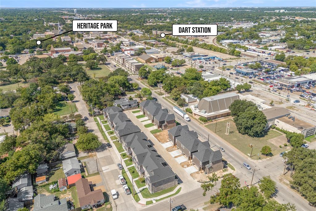 an aerial view of residential building with parking space