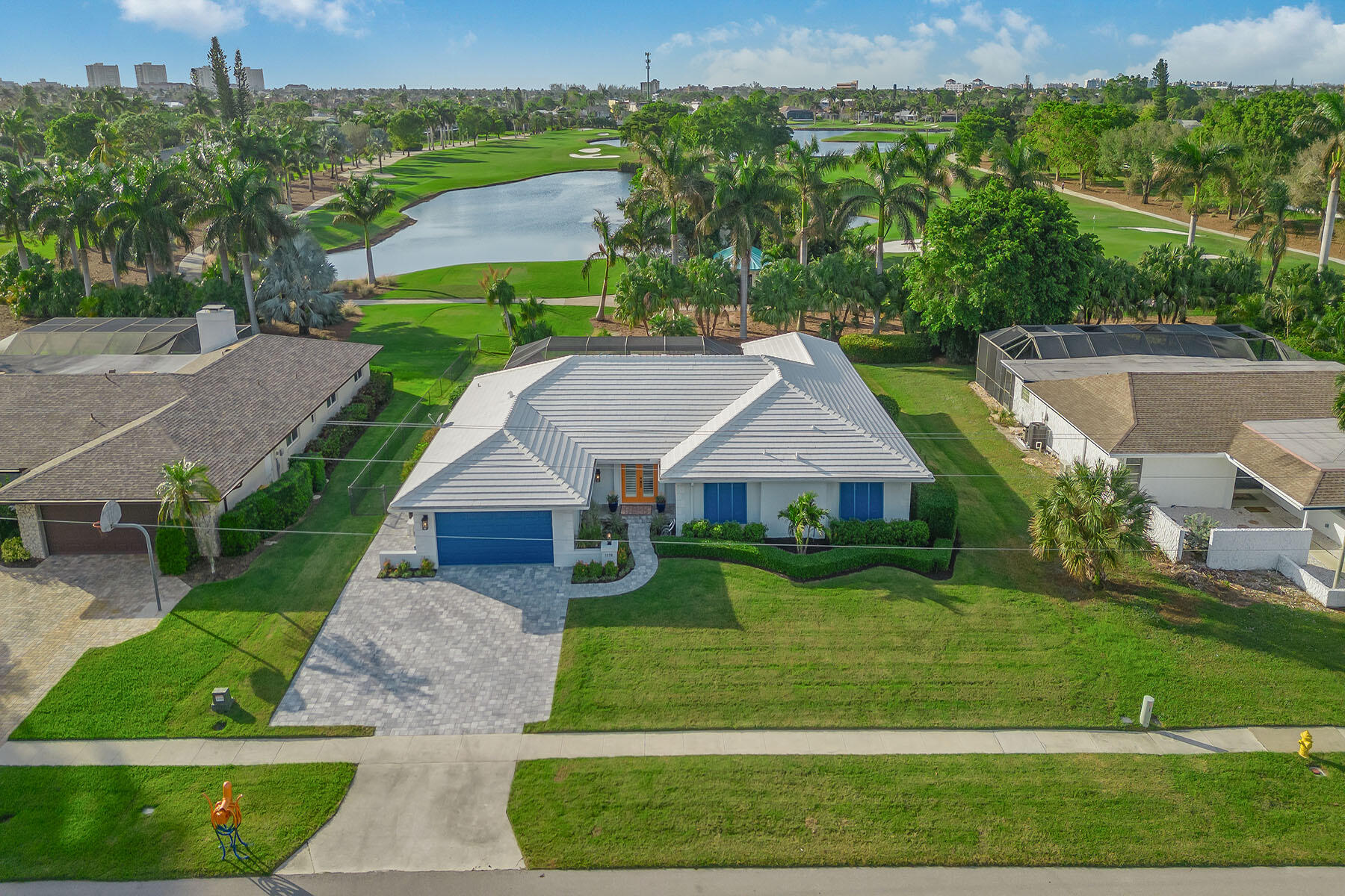 an aerial view of a house