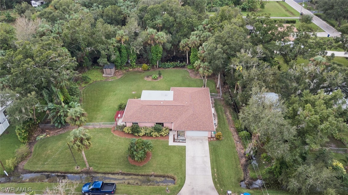 an aerial view of a house