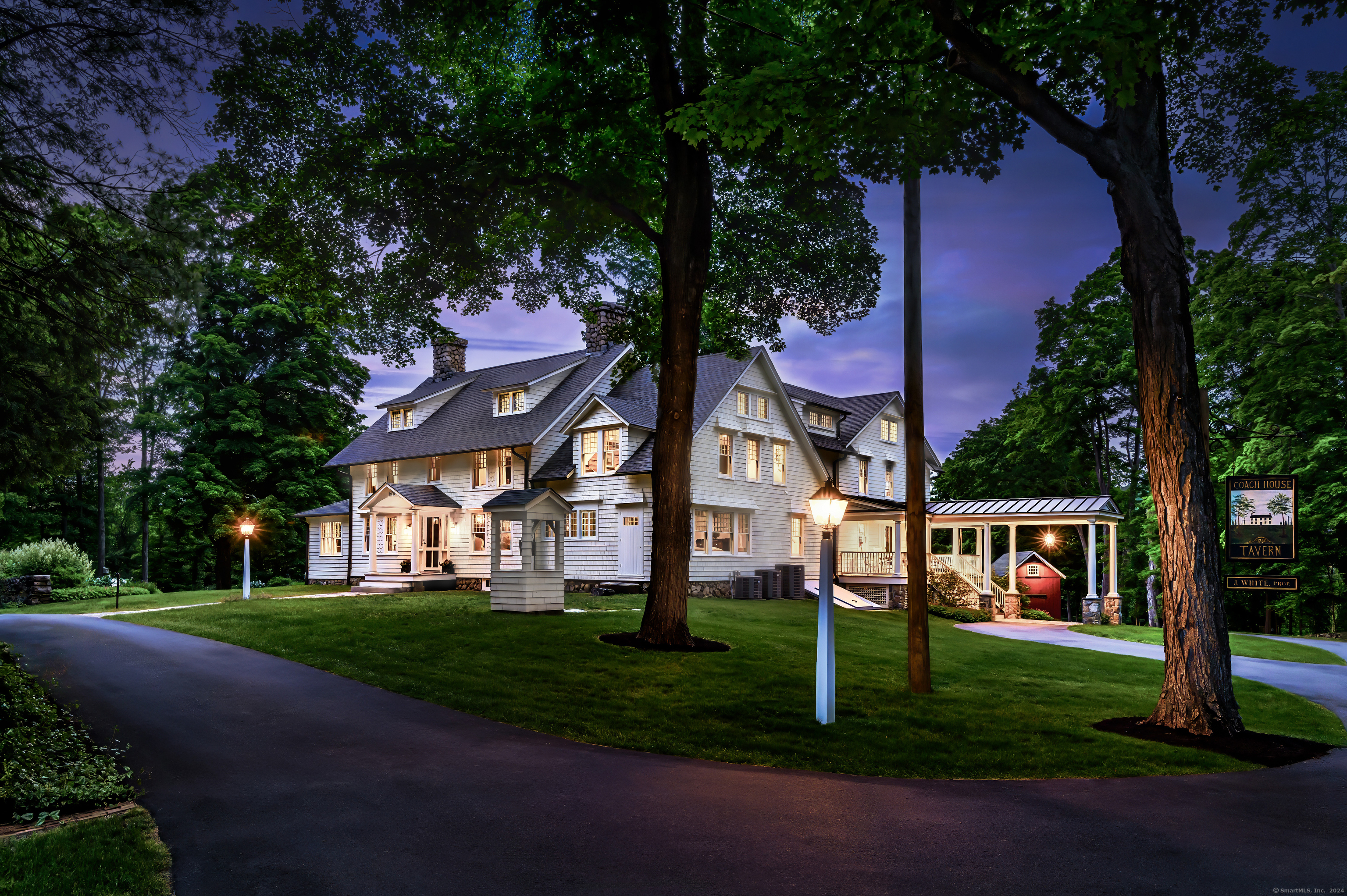 a view of a building with a yard