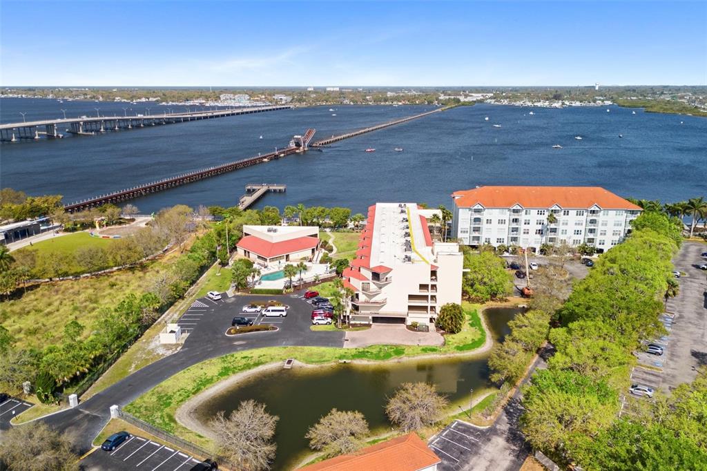 an aerial view of beach and ocean