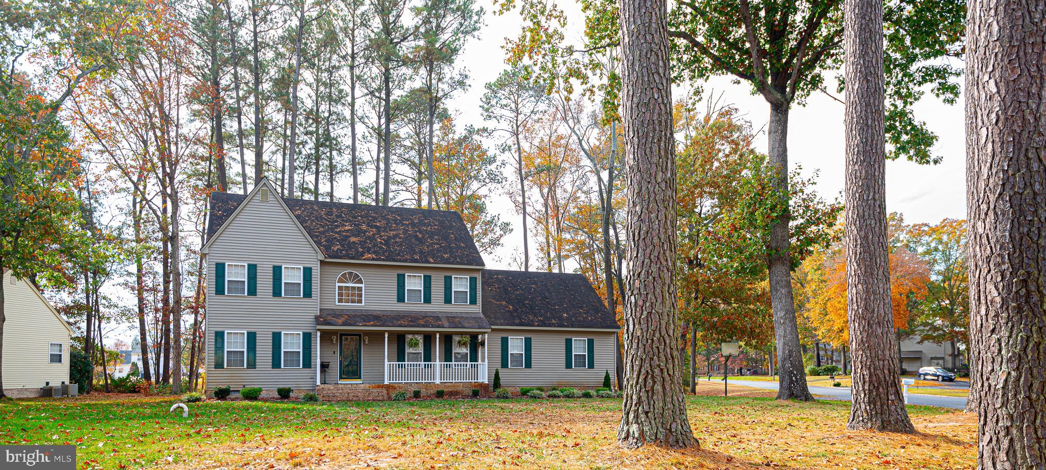 a front view of a house with a garden and tree