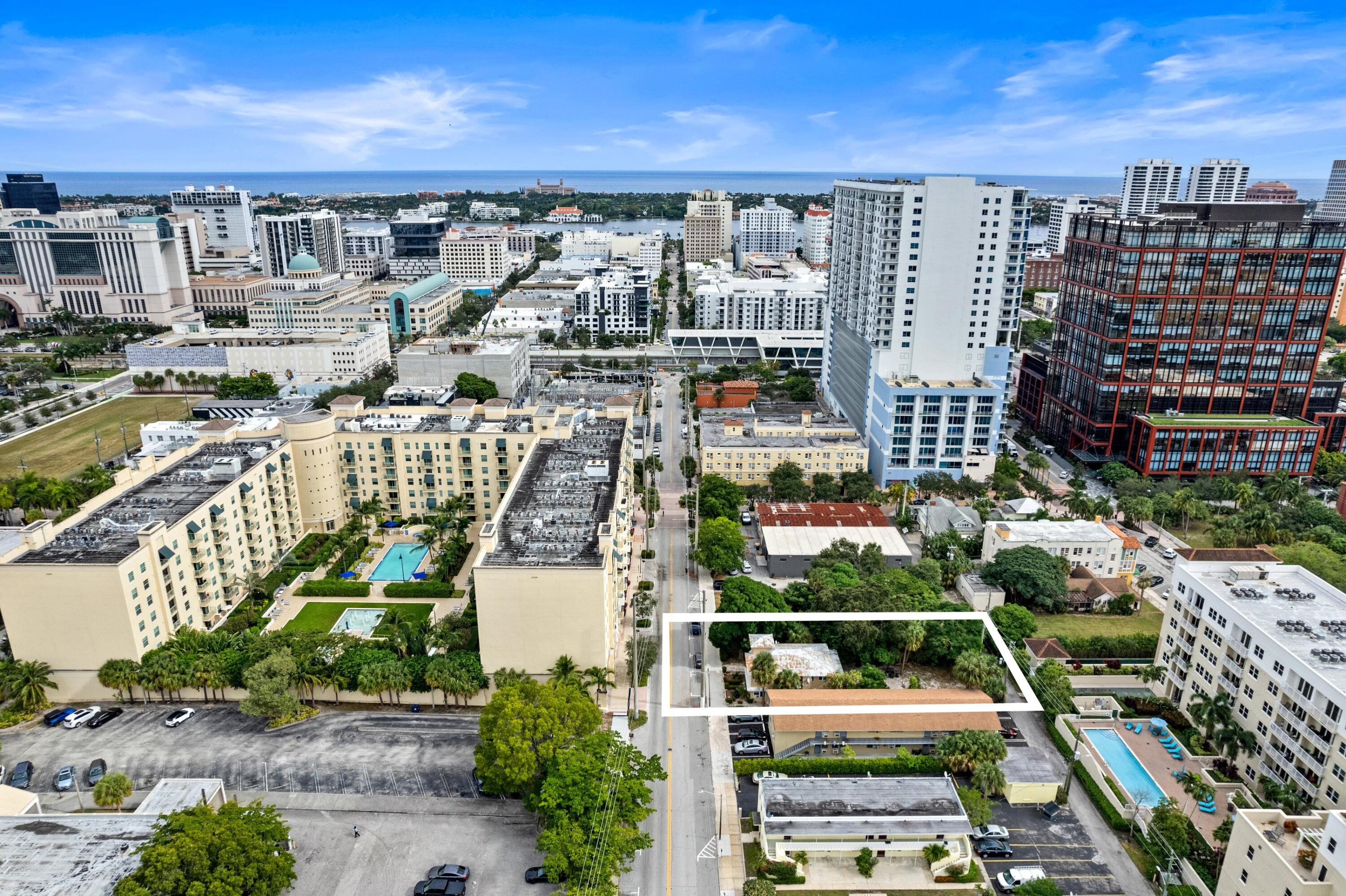 a view of a city with tall buildings