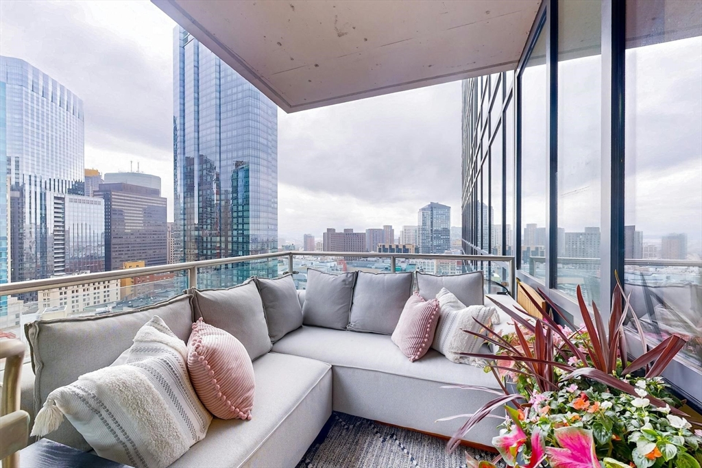 a roof deck with couch