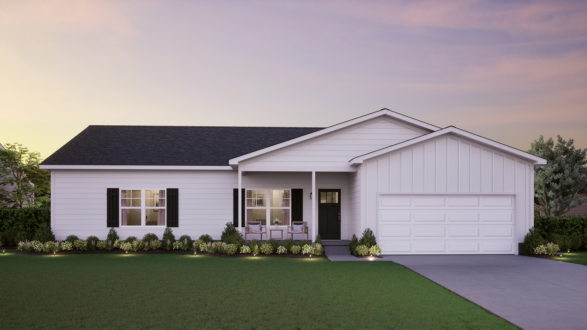 Not reflected in photo: Home Under Construction has modern brick skirt and sand and harvard slate siding! Also features a covered back patio!