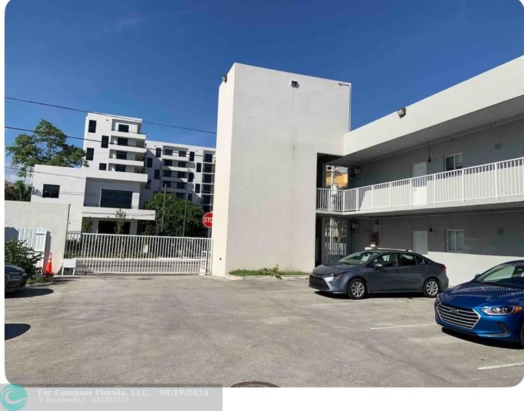 a car parked in front of a building