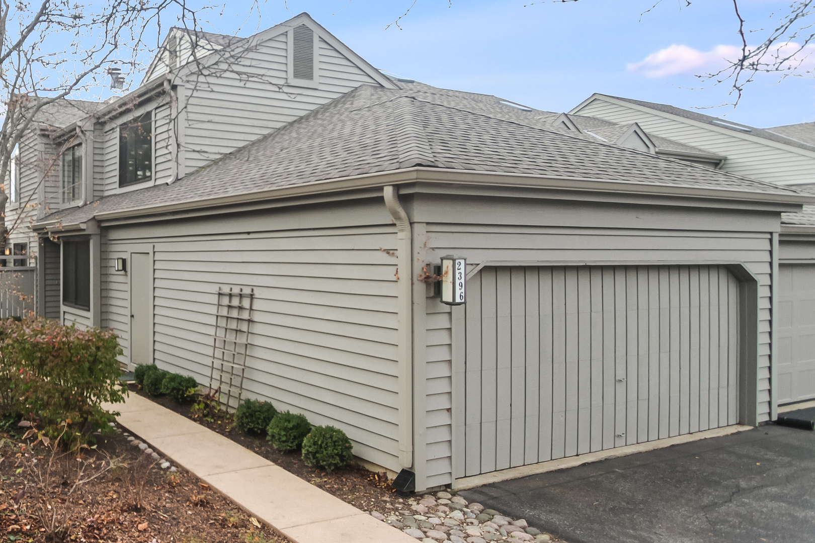 a view of a house with a small space