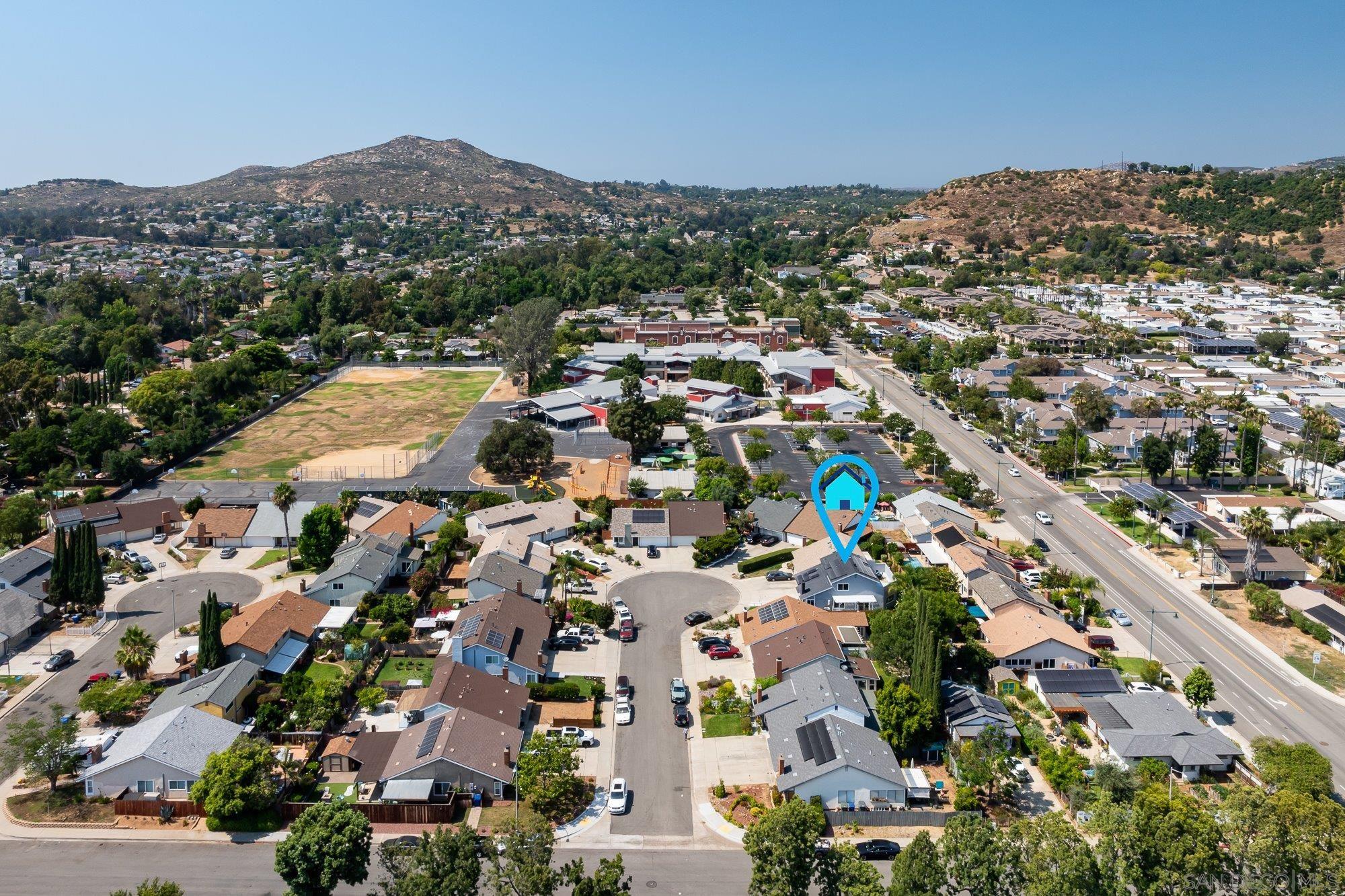 an aerial view of multiple house