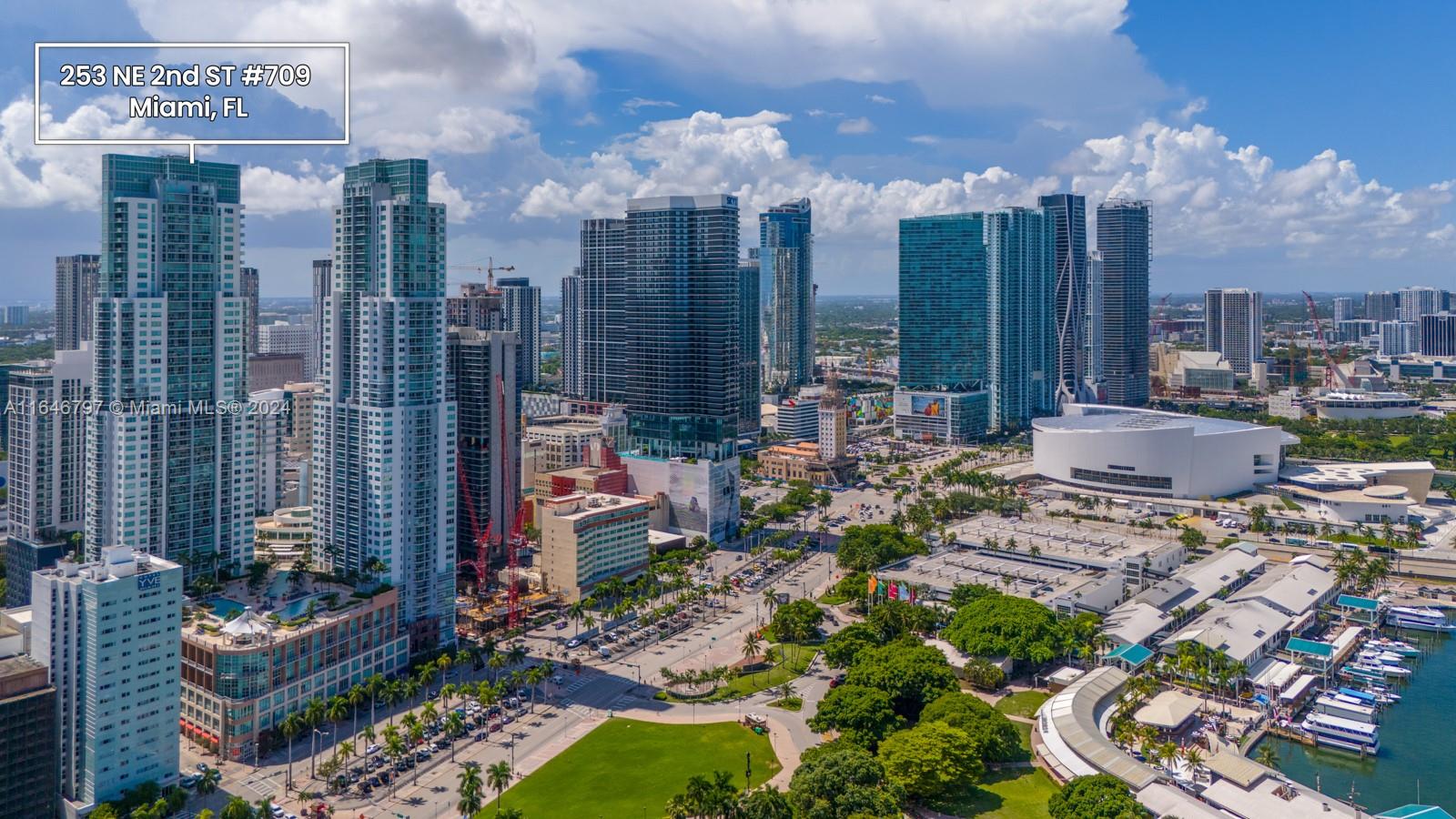 a view of a city with tall buildings