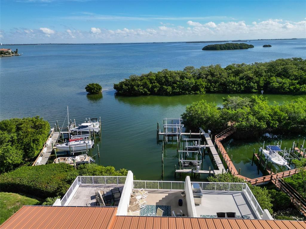 a view of a lake with a outdoor space