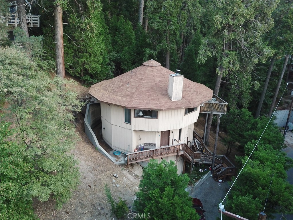 an aerial view of a house