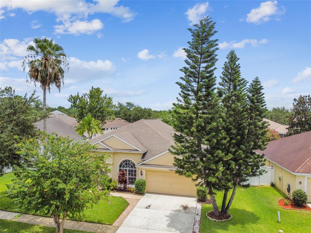 an aerial view of a house