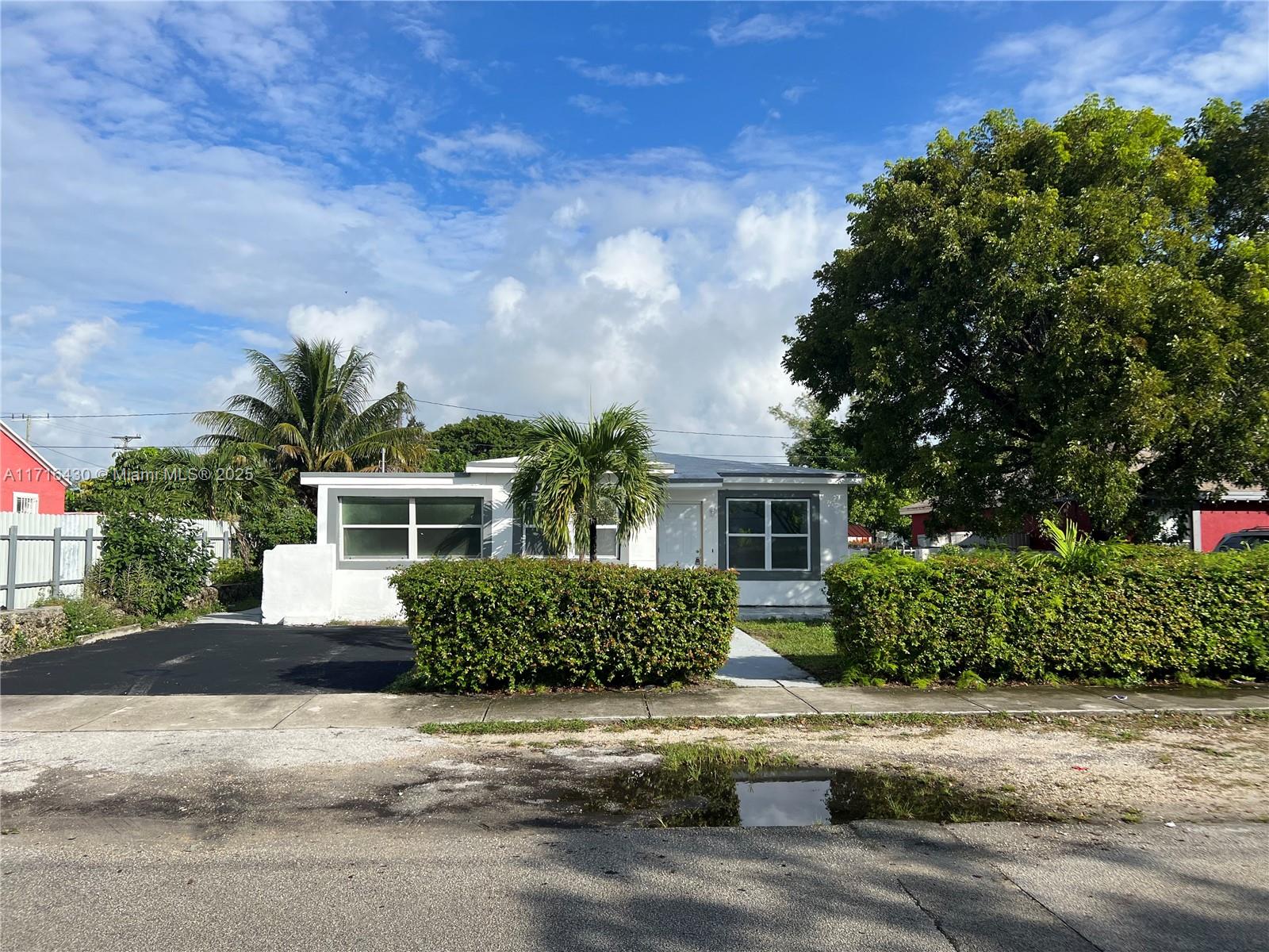 front view of a house with a street