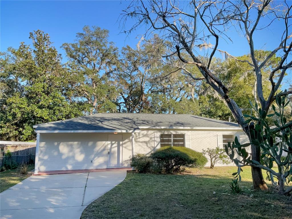 a view of a house with a yard and tree s