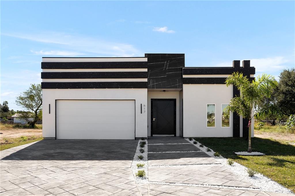 Contemporary home with a garage