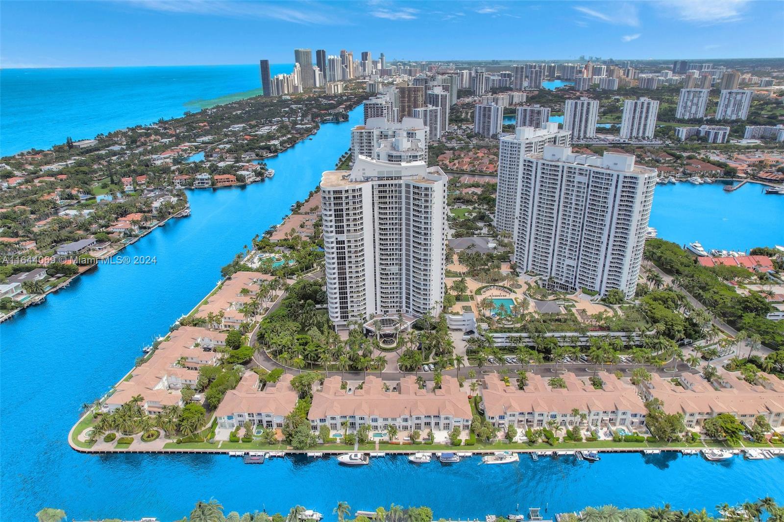 a view of a city with an ocean view