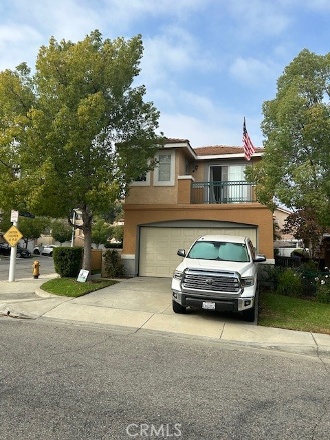 a car parked in front of a house