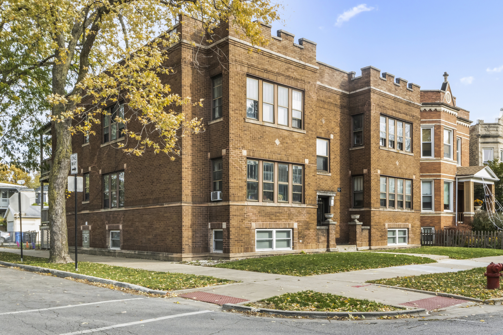 a front view of a building