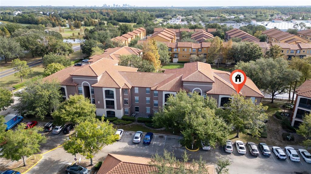 an aerial view of a house