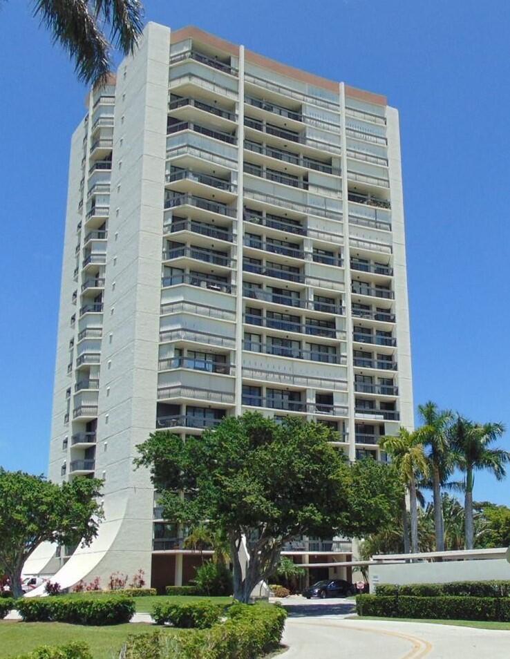 front view of a building with a street