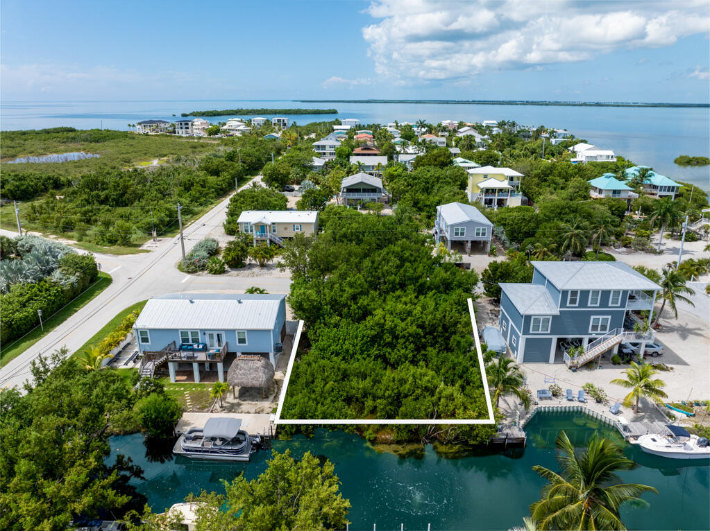 an aerial view of a house with a garden