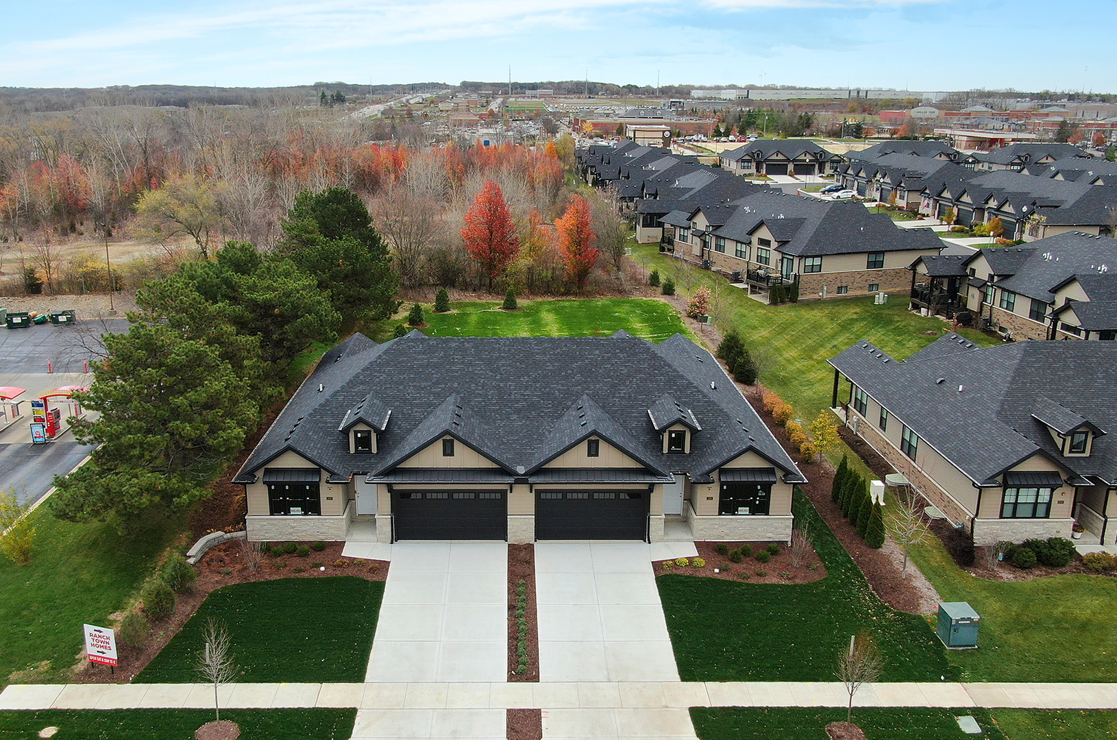 an aerial view of a house