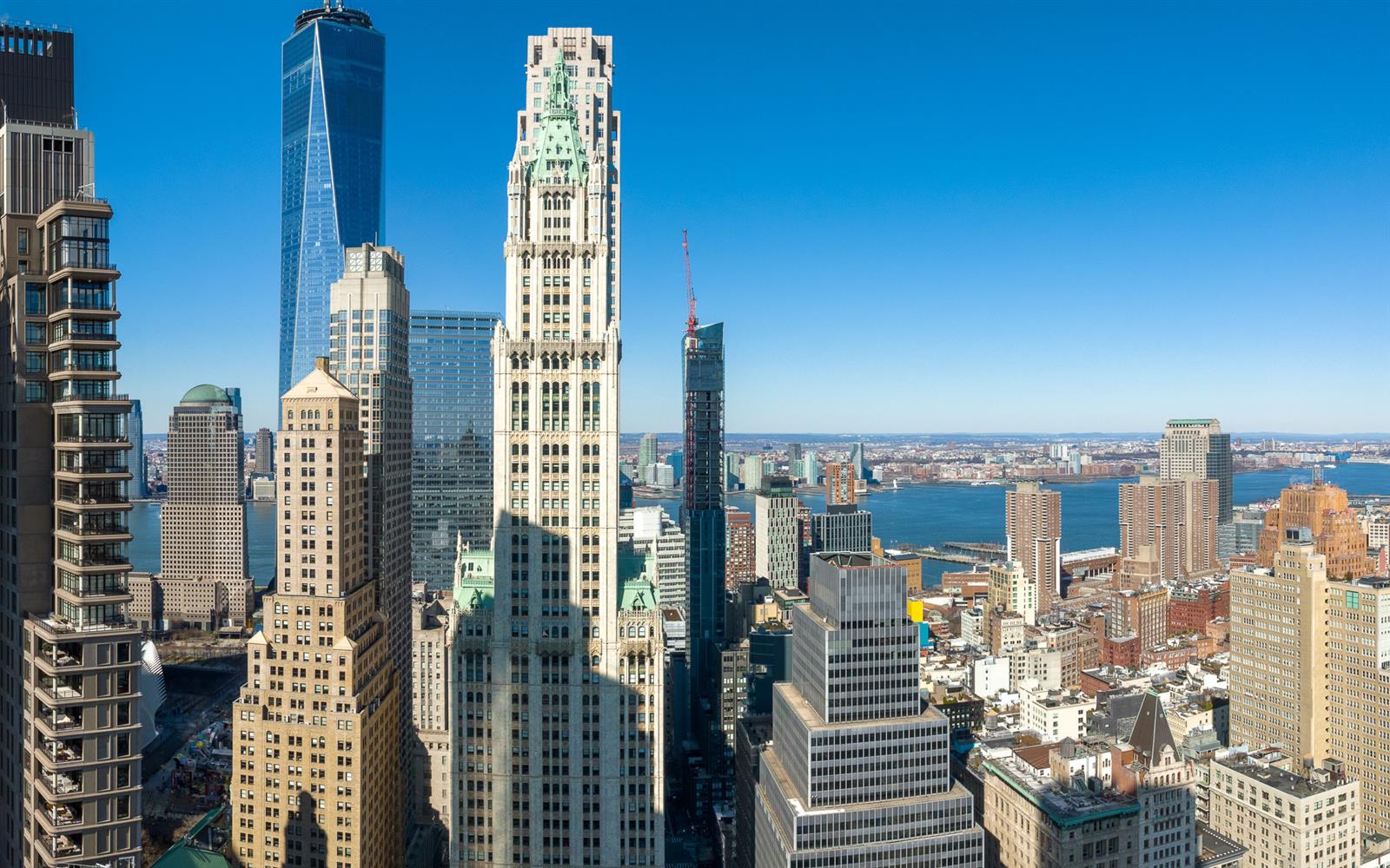 a view of a city with tall buildings