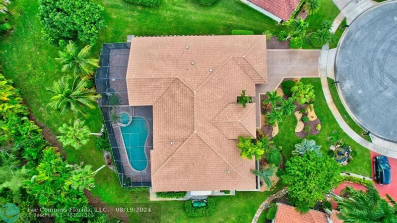 an aerial view of a house