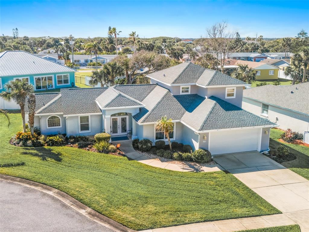 an aerial view of a house