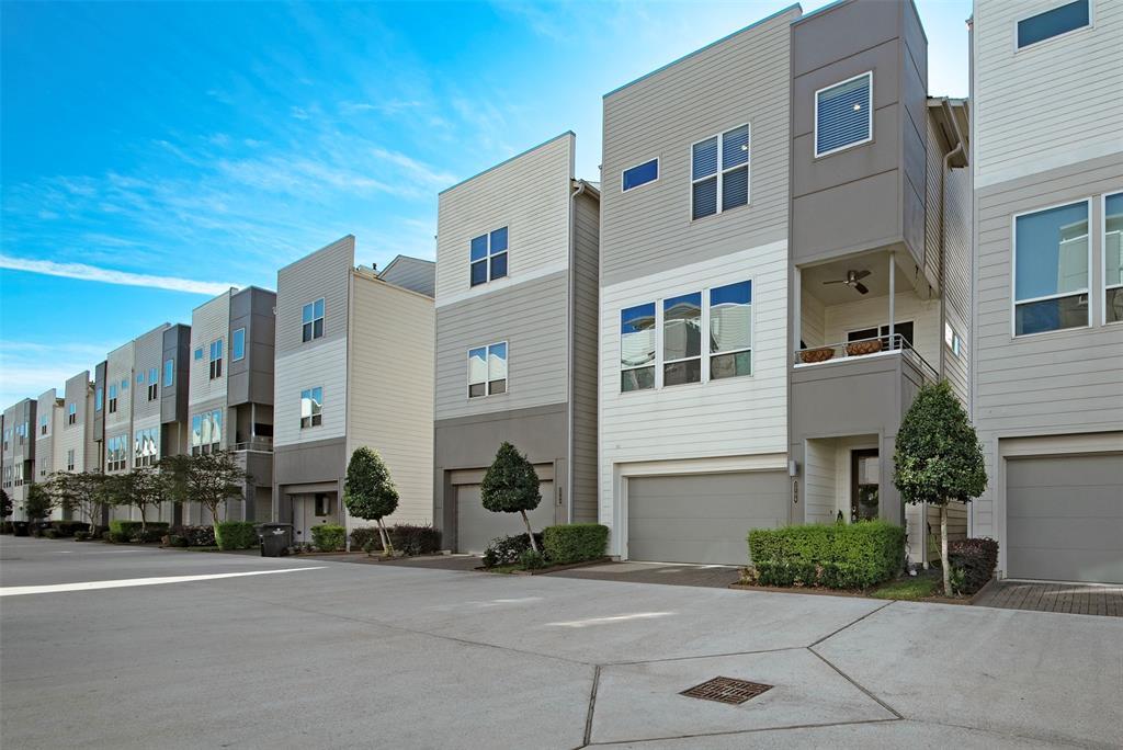 a front view of a building with street view