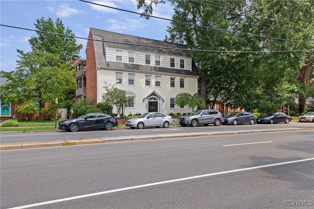 front view of a house with a street