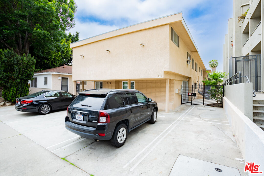 a car parked in front of a house