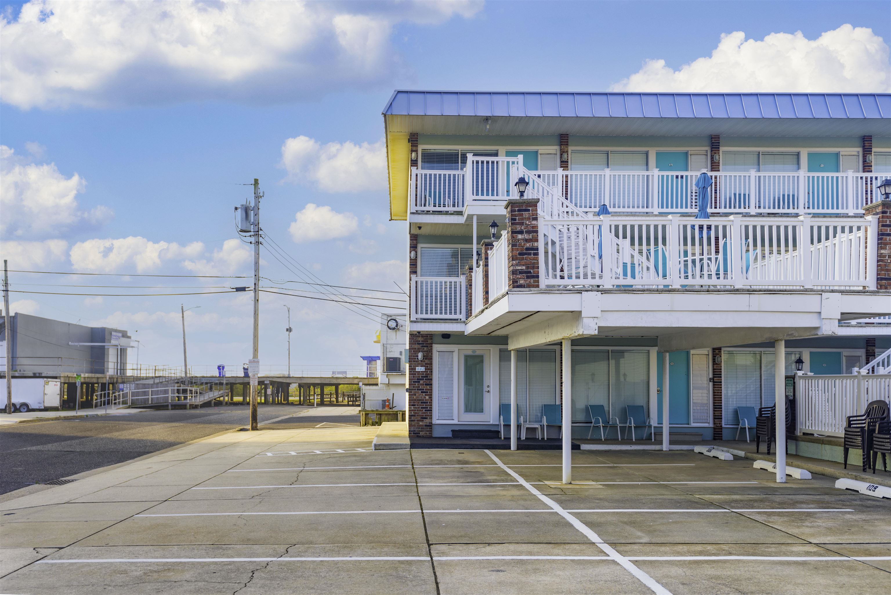 a view of a building with a porch