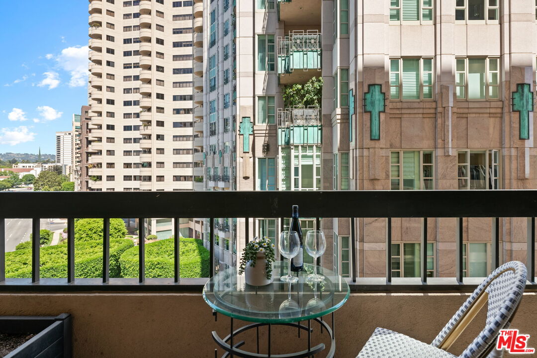 a view of a city from a balcony