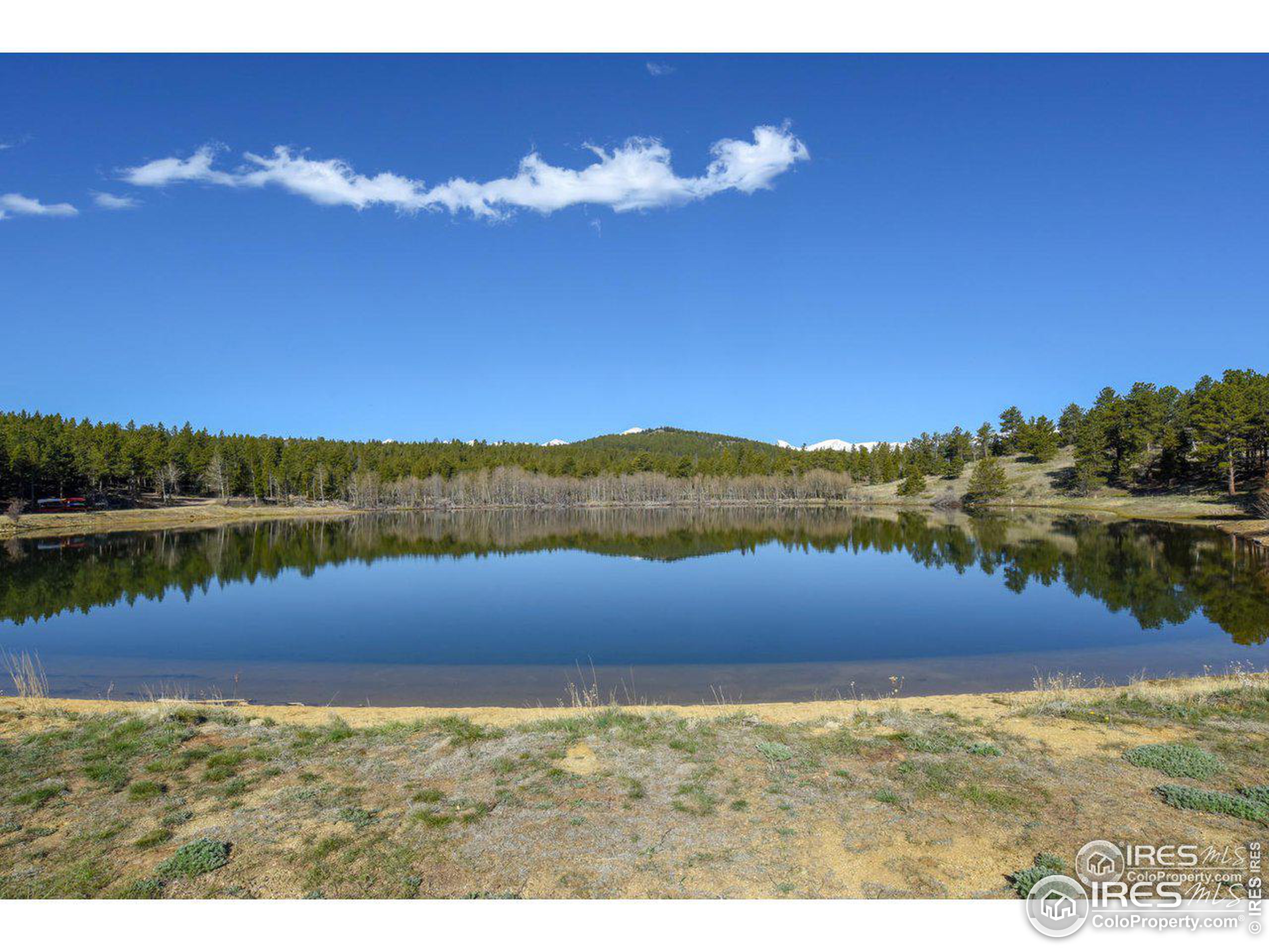 a view of lake with green space