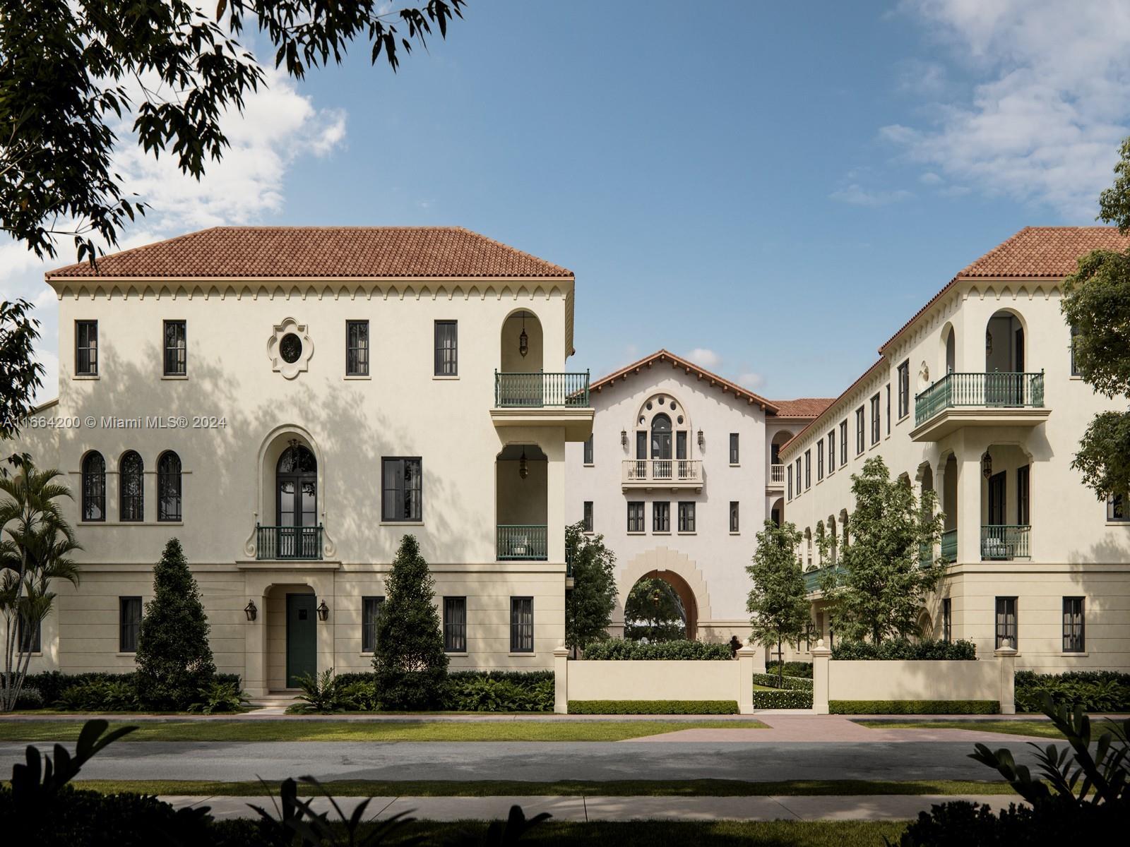 a front view of multiple houses