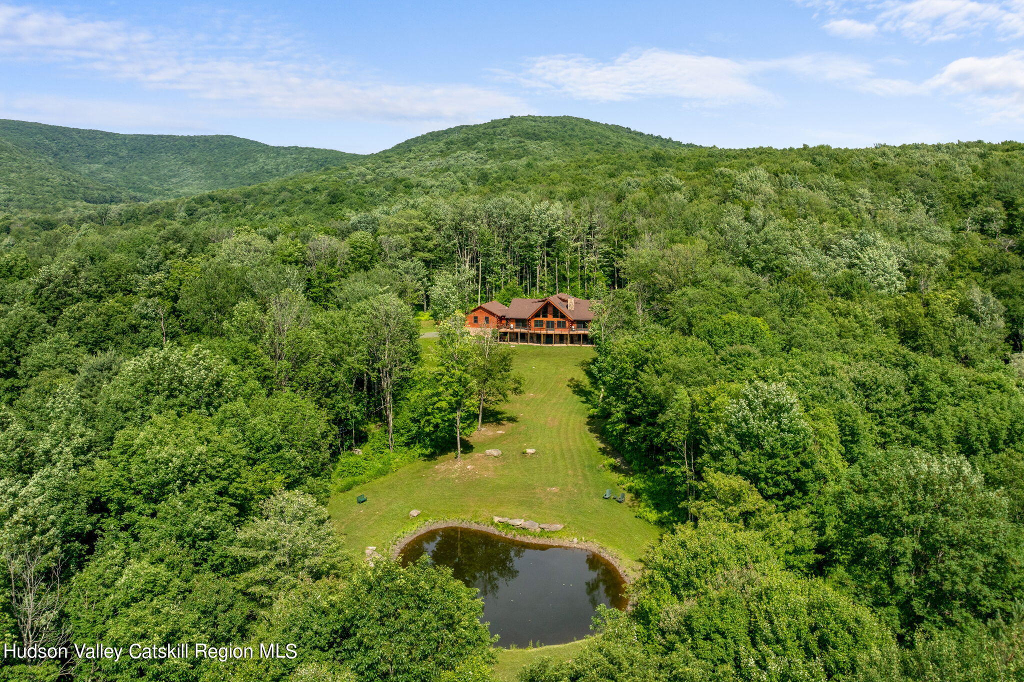 a view of a lush green hillside and a houses