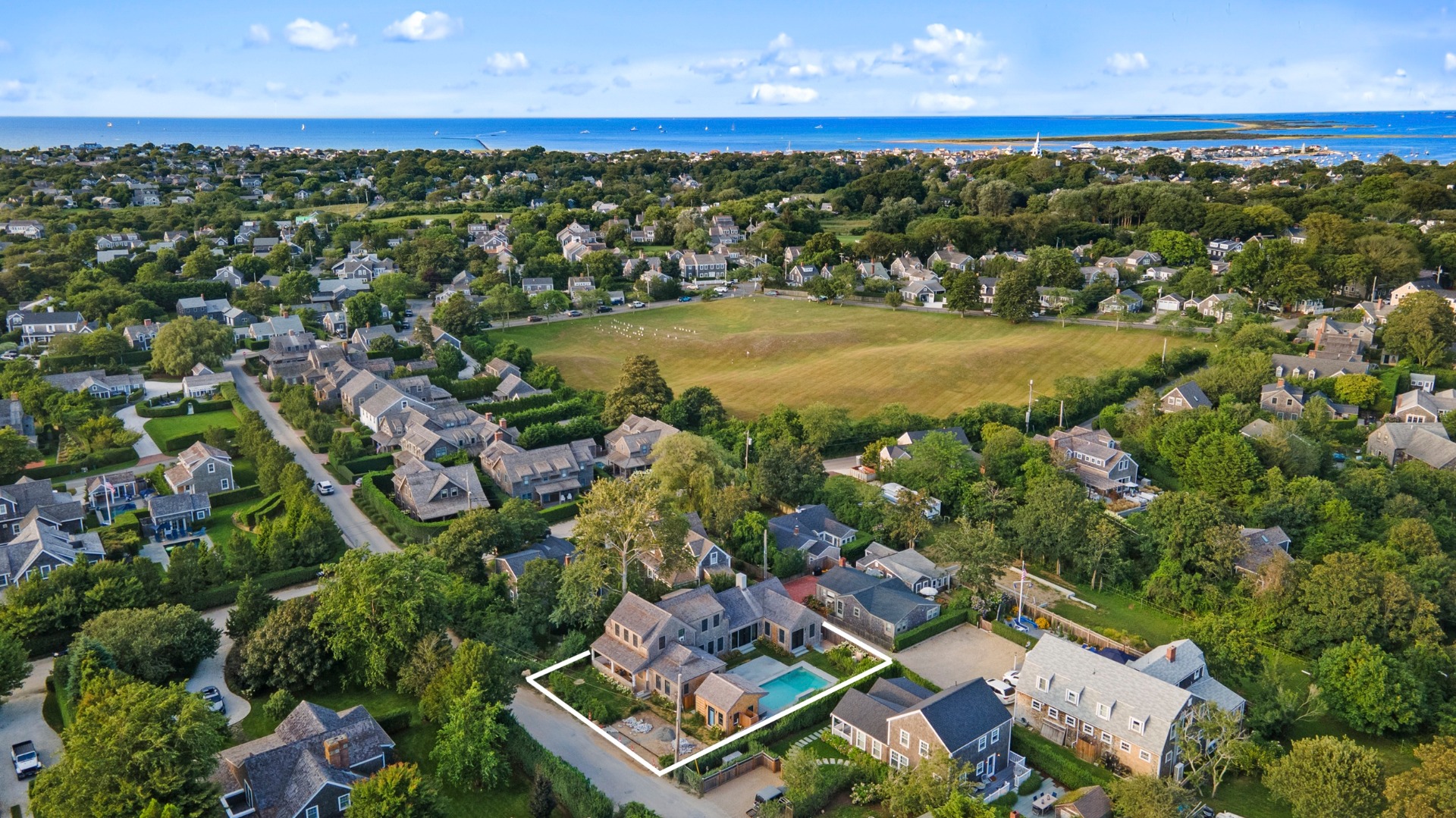 a view of a city with ocean view