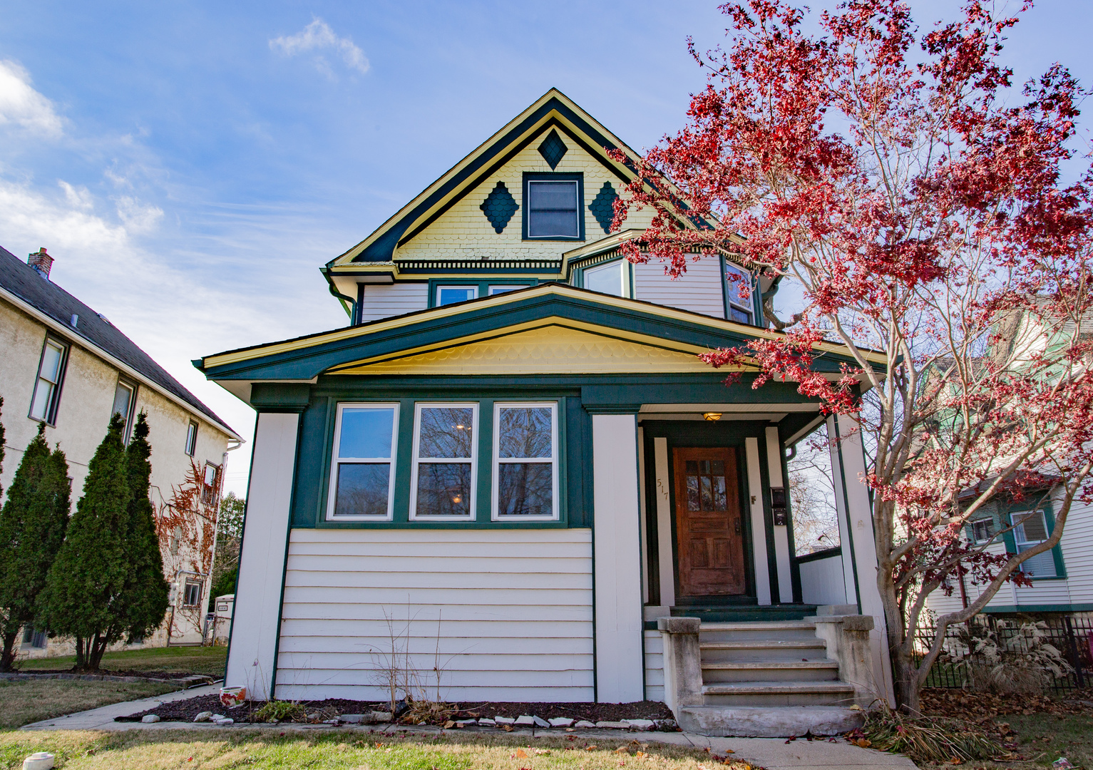 a front view of a house with a porch