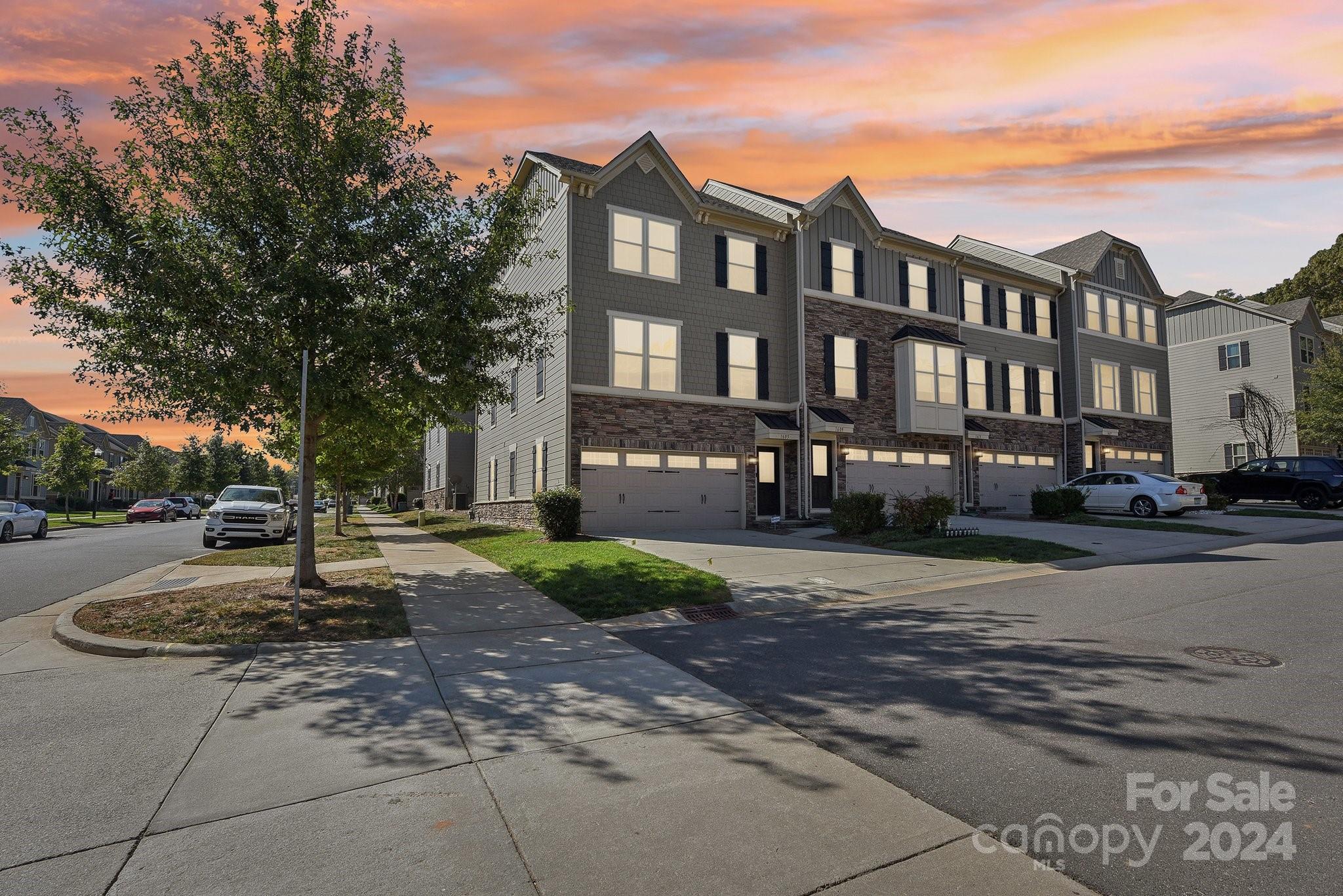 a front view of a building with street view