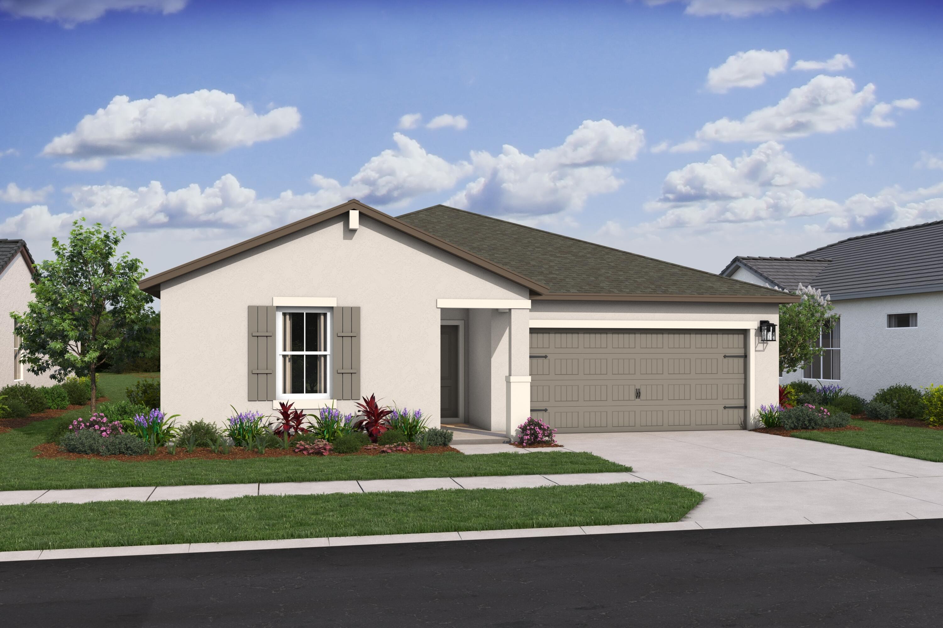 a view of a house with a yard and garage