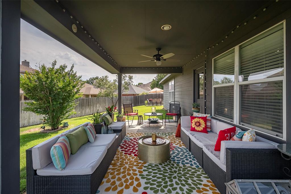 a outdoor living space with furniture