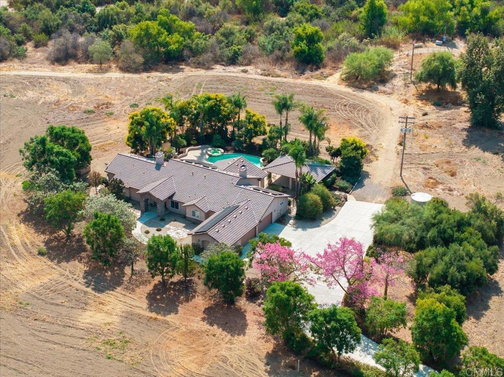 an aerial view of a house