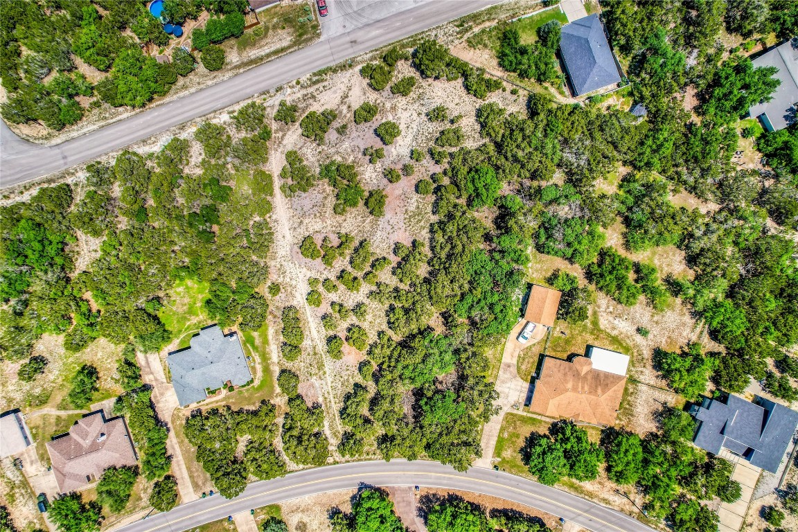 an aerial view of a house