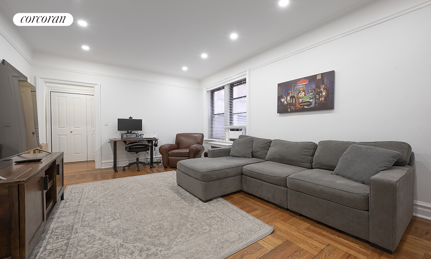 a living room with furniture