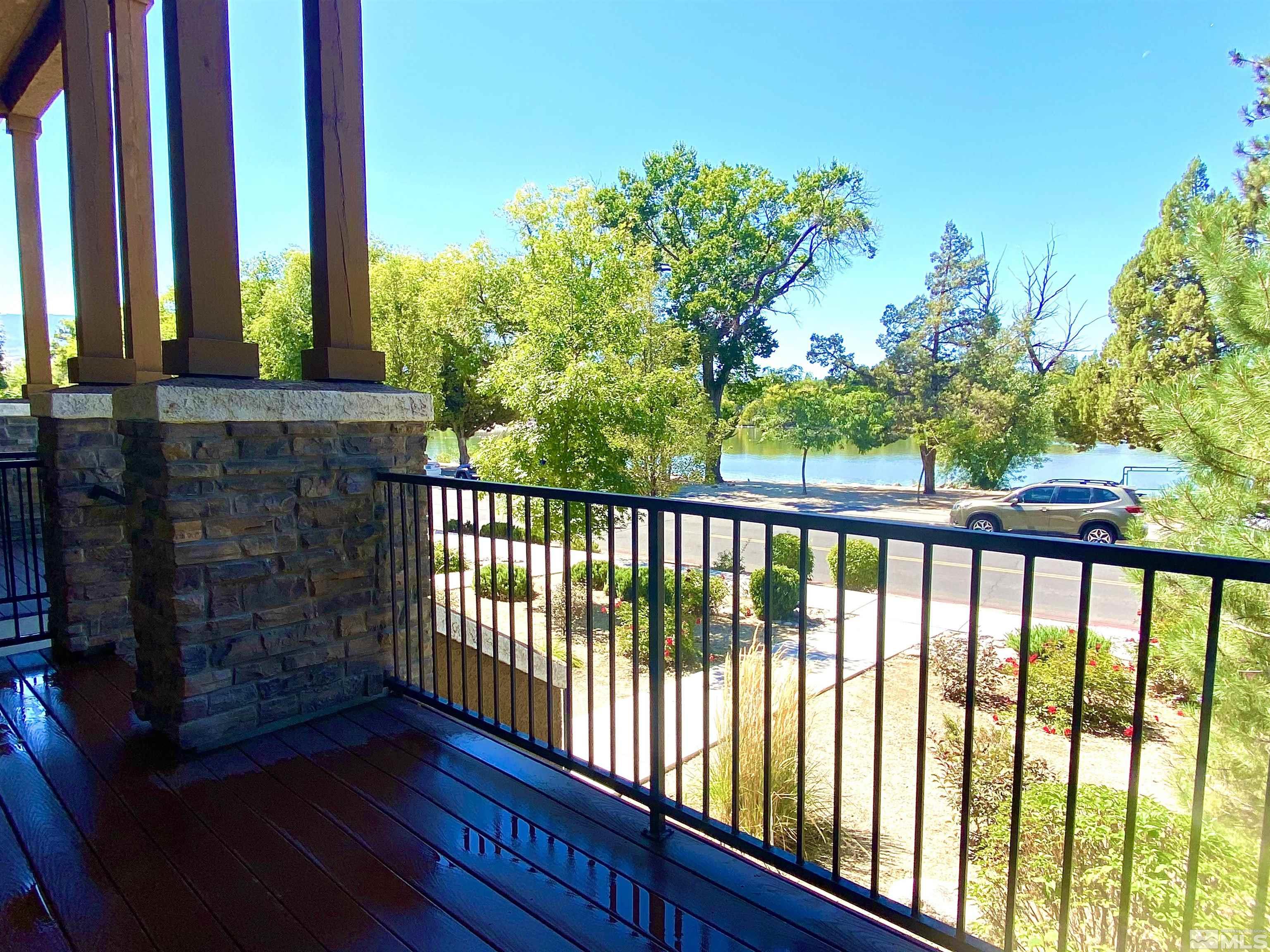 a view of a balcony with an outdoor space